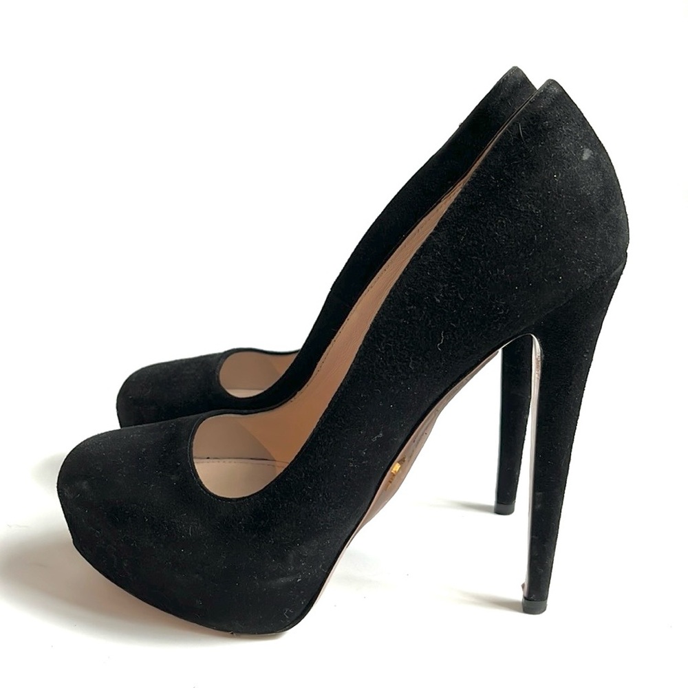 Prada Nero Camoscio Basic Platform Pumps